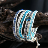 Bohemia Wrap Bracelet Natural Stone 5 Layers Leather Cuff Bracelet