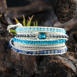 Bohemia Wrap Bracelet Natural Stone 5 Layers Leather Cuff Bracelet