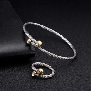 Stylish Braided Stainless Steel Charm Bracelet