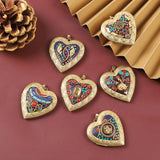 Carved Metal Brass Heart Photo Locket Pendant Charm for Women Men
