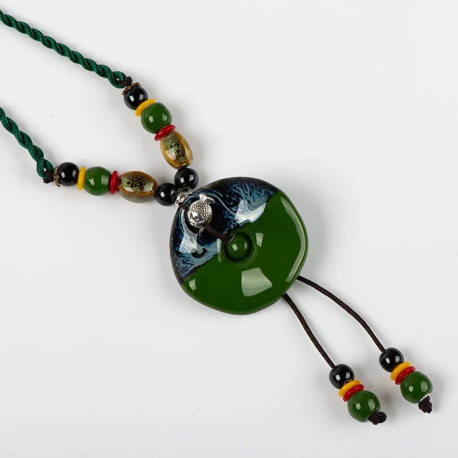 Ceramic Pendant Necklace Vintage Jewelry DIY Necklaces For Women