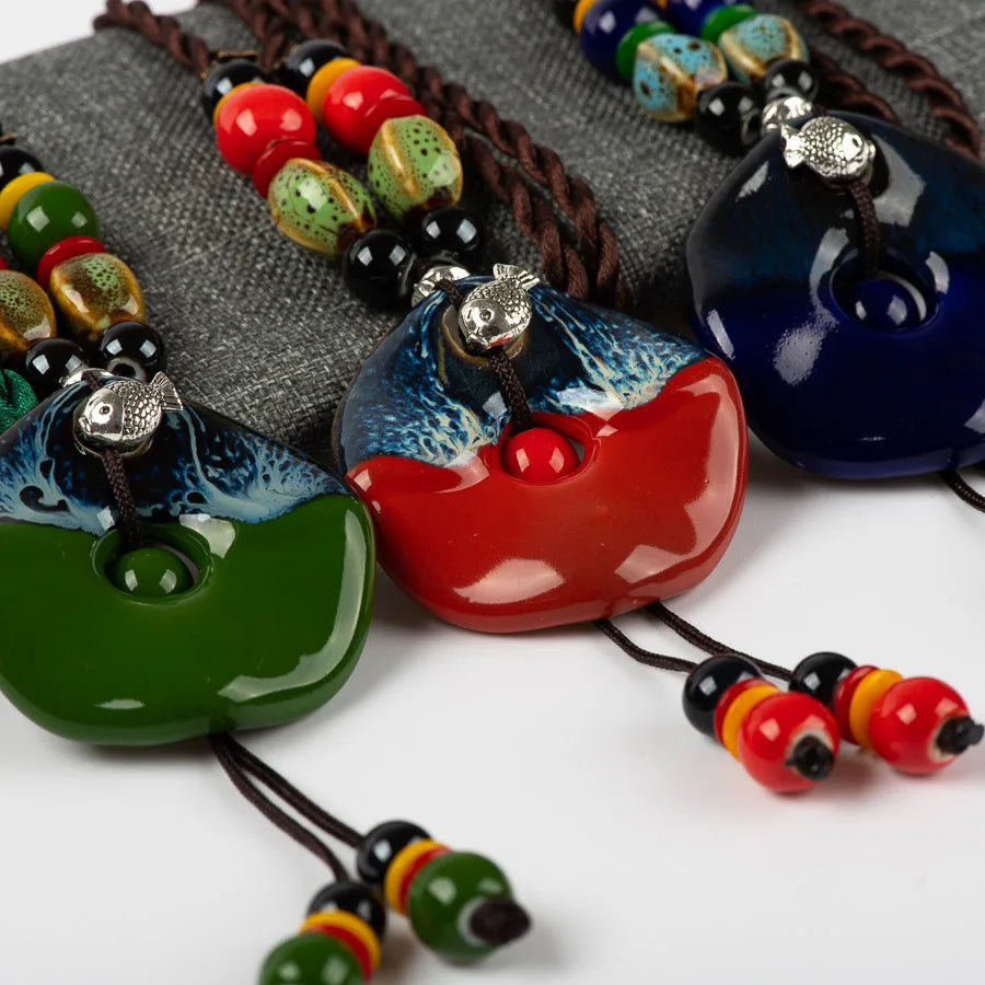 Ceramic Pendant Necklace Vintage Jewelry DIY Necklaces For Women