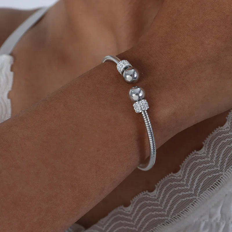 Vintage Stainless Steel Braided Cuff Bangles for Women