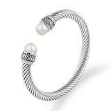 Chain Link Braided Open Cuff Bangle Stainless Steel