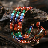 Chakra Bracelet Leather Wrap Beads Stone Jewelry