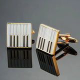Brass Music Note Cuff Links & Shirt Studs Set