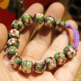 Colorful Cloisonne Filigree Enamel 12mm Beads Bracelet Telescopic Rope