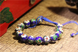 Colorful Cloisonne Filigree Enamel 12mm Beads Bracelet Telescopic Rope