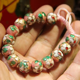 Colorful Cloisonne Filigree Enamel 12mm Beads Bracelet Telescopic Rope