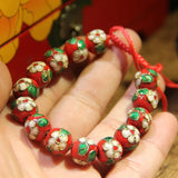 Colorful Cloisonne Filigree Enamel 12mm Beads Bracelet Telescopic Rope