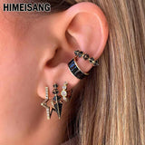 CZ Hoop Earrings Plated Piercing Ear Cuff Jewelry