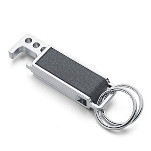 Stylish Leather Metal Waist Buckle Bottle Opener Tool Keychains Ring Holder