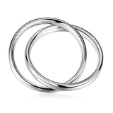 Creative 925 Silver Jewelry Big Bangles Double Ring Unisex Style