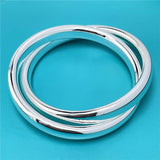 Creative 925 Silver Jewelry Big Bangles Double Ring Unisex Style