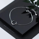 925 Silver Crescent Moon Charm Bracelet for Women