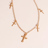 Silver Cross Tassel Chain Choker Necklace for Women