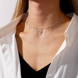 Silver Cross Tassel Chain Choker Necklace for Women
