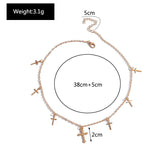 Silver Cross Tassel Chain Choker Necklace for Women