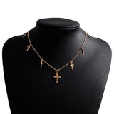 Silver Cross Tassel Chain Choker Necklace for Women