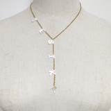 Custom Name Charm Necklace with Shell Letter Pendant