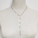 Custom Name Charm Necklace with Shell Letter Pendant