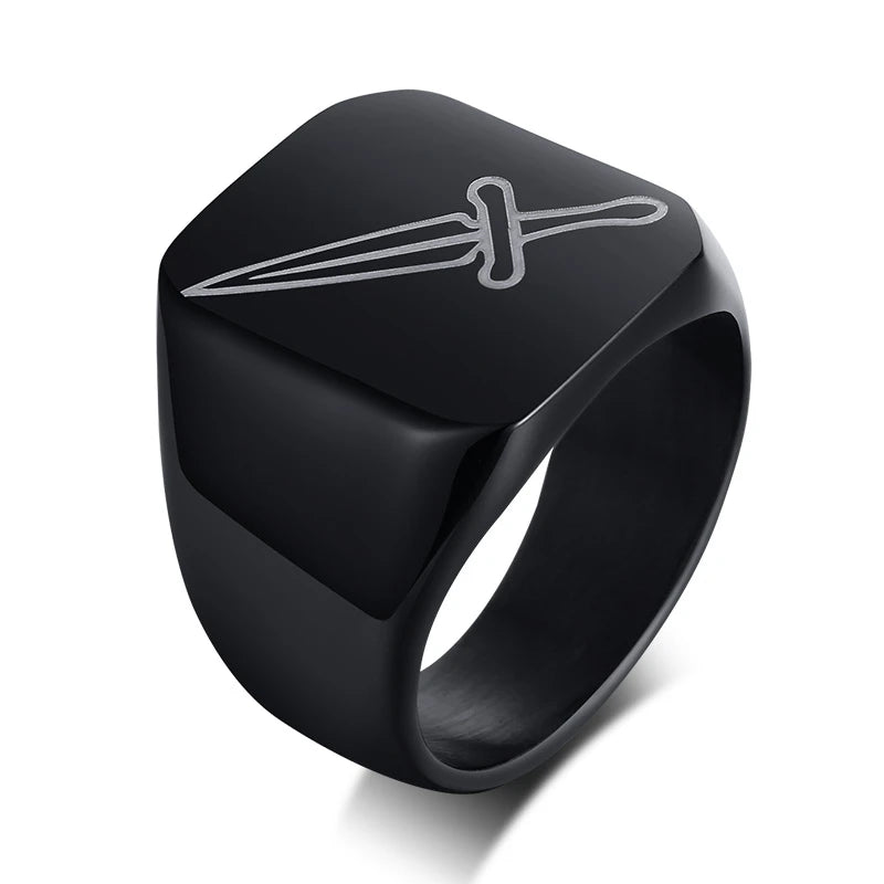 Dagger Ring Men Stainless Steel Tough Signet Rings Man Jewelry Punk