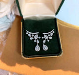 925 Silver Pear Diamond CZ Dangle Earrings for Women