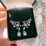 925 Silver Pear Diamond CZ Dangle Earrings for Women