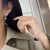 925 Silver Pear Diamond CZ Dangle Earrings for Women