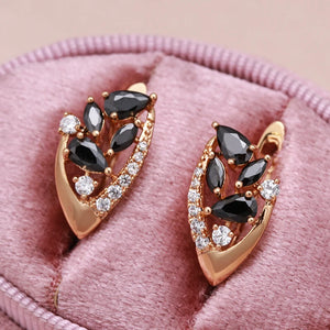 Dark Style Rose Zircon Clip Earrings Drop Zircon Fine Jewelry