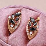 Dark Style Rose Zircon Clip Earrings Drop Zircon Fine Jewelry