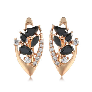 Dark Style Rose Zircon Clip Earrings Drop Zircon Fine Jewelry