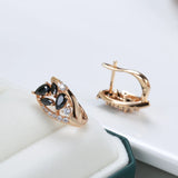 Dark Style Rose Zircon Clip Earrings Drop Zircon Fine Jewelry