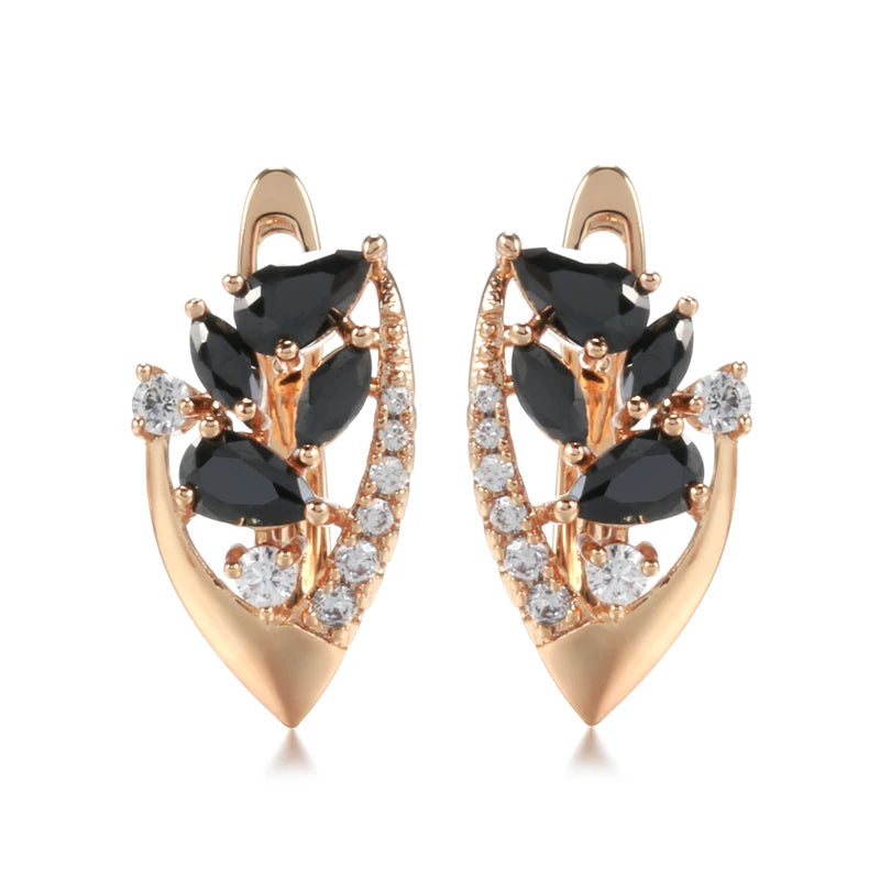Dark Style Rose Zircon Clip Earrings Drop Zircon Fine Jewelry