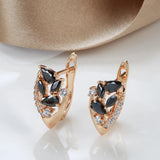 Dark Style Rose Zircon Clip Earrings Drop Zircon Fine Jewelry