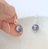 12mm Freshwater Pearl Dangle Earrings S925 Silver Bridal Party Gift