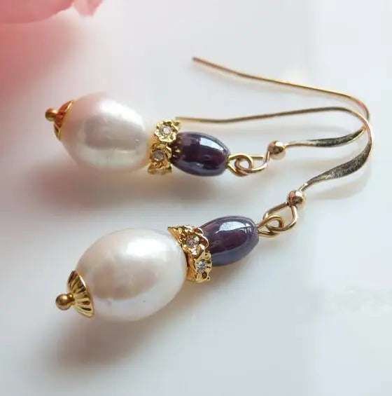 Freshwater Pearl Long Earrings Fine Jewelry Lady Gift