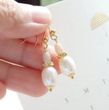Real Pearl Earrings Freshwater Long Wedding Jewelry Lady Gift