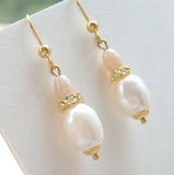 Real Pearl Earrings Freshwater Long Wedding Jewelry Lady Gift