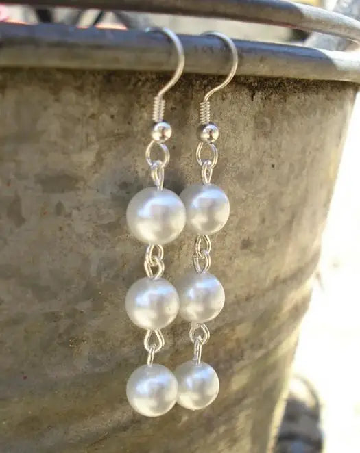 Elegant Freshwater Pearl Long Earrings S925 Silver Dangle Bridal Gift
