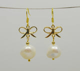 Baroque Pearl Butterfly Earrings S925 Sterling Silver Dangle Fine Jewelry