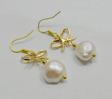 Baroque Pearl Butterfly Earrings S925 Sterling Silver Dangle Fine Jewelry