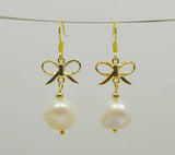 Baroque Pearl Butterfly Earrings S925 Sterling Silver Dangle Fine Jewelry