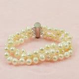 7-8mm Freshwater Pearl Bracelet Magnet Clasp Fine Jewelry