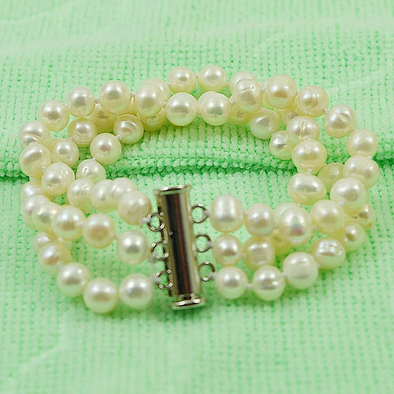 7-8mm Freshwater Pearl Bracelet Magnet Clasp Fine Jewelry