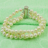 7-8mm Freshwater Pearl Bracelet Magnet Clasp Fine Jewelry