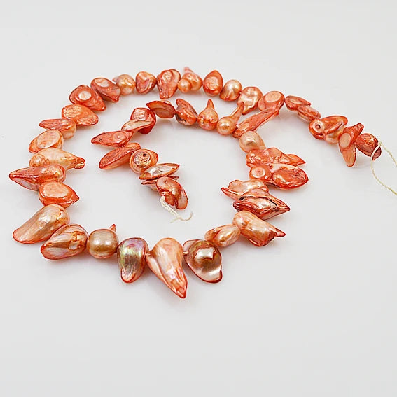 AA 8-18MM Baroque Orange Pearl Loose Beads 15inches