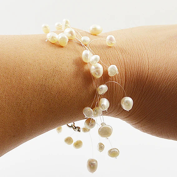AA Baroque Pearl Bracelet 3-8mm Real Freshwater Pearls Fine Jewelry