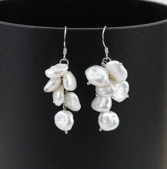 11mm Baroque Pearl Earrings Sterling Silver Bridesmaid Gift