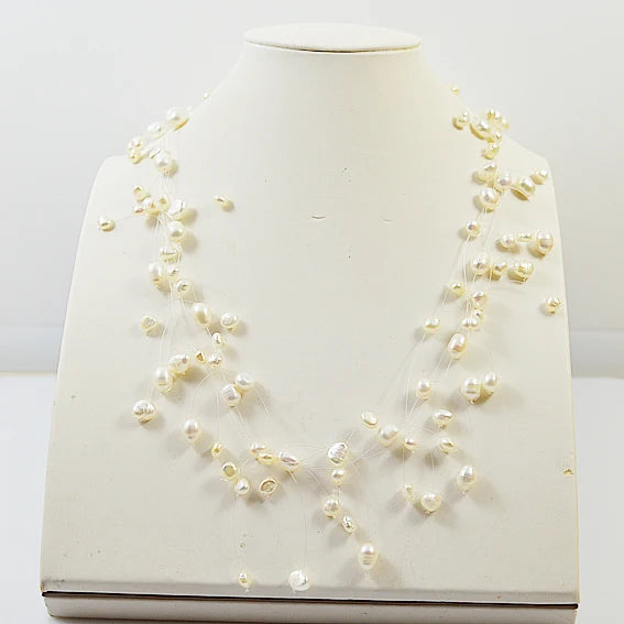 Real Freshwater Pearl Necklace 3-8mm Baroque AA Pearls Fish Line Women Jewelry